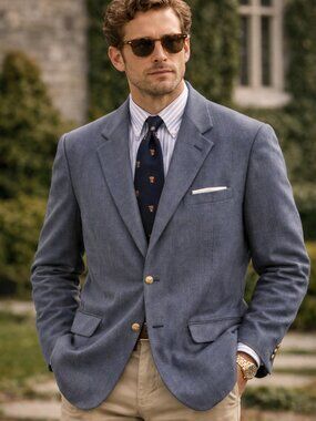 Vintage Bernhard Altmann Wool Blazer Mens 46R Blue Brass Button